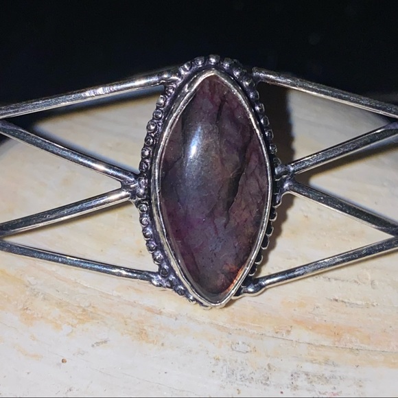 Red Flash Labradorite Gemstone handcrafted cuff